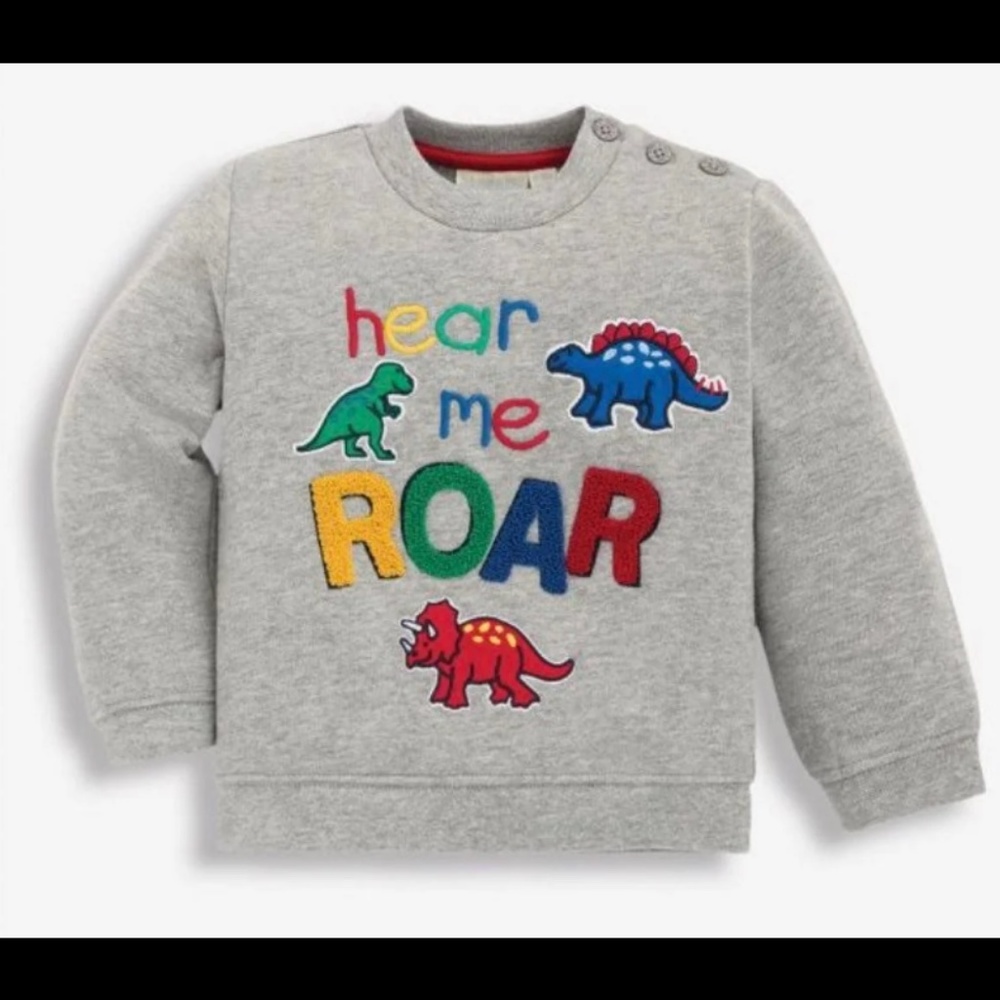 British Jojo Maman Bebe hear me roar dinosaur Dino sweatshirt as 5 to 6 UK